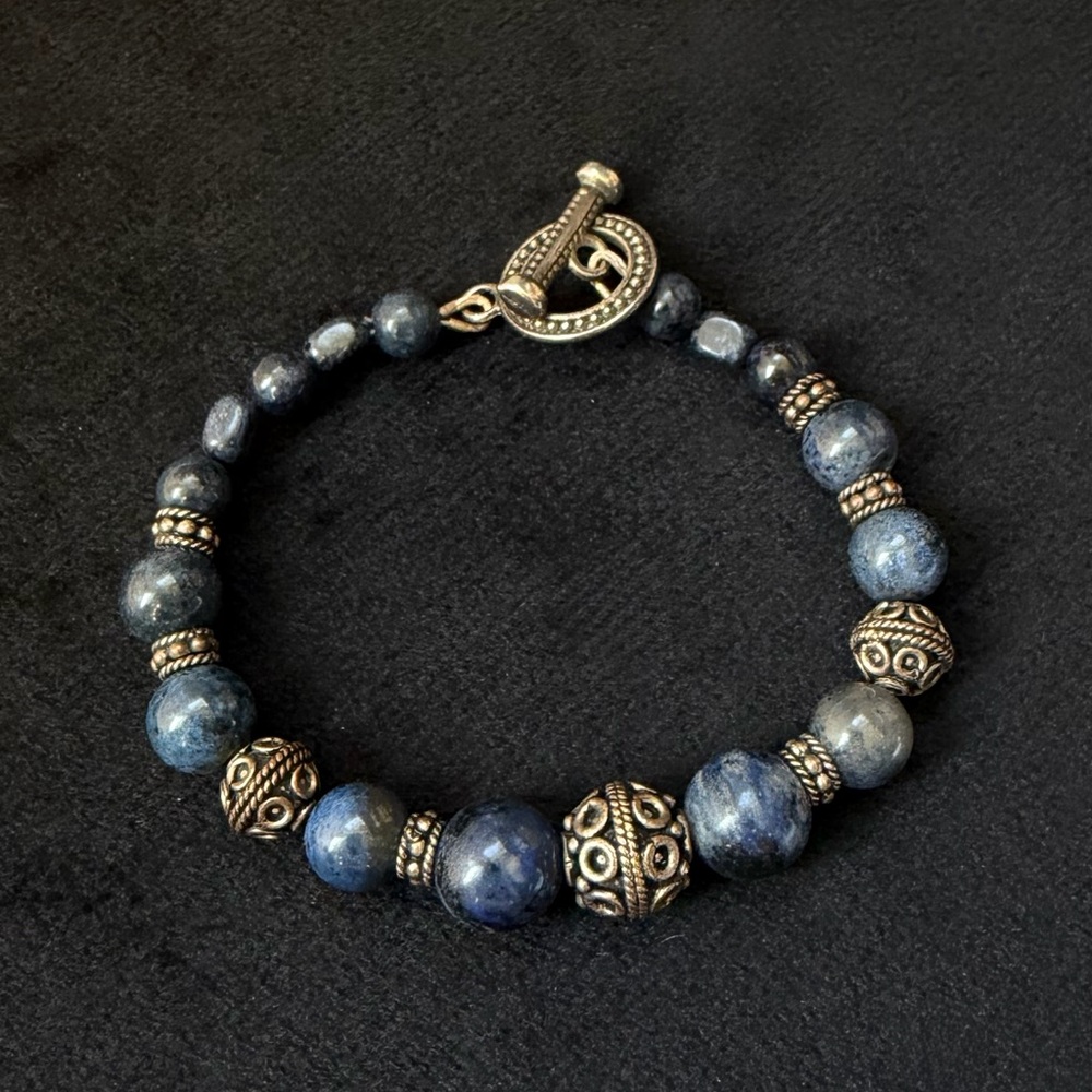 Artisan Blue and Silver Beaded Bracelet